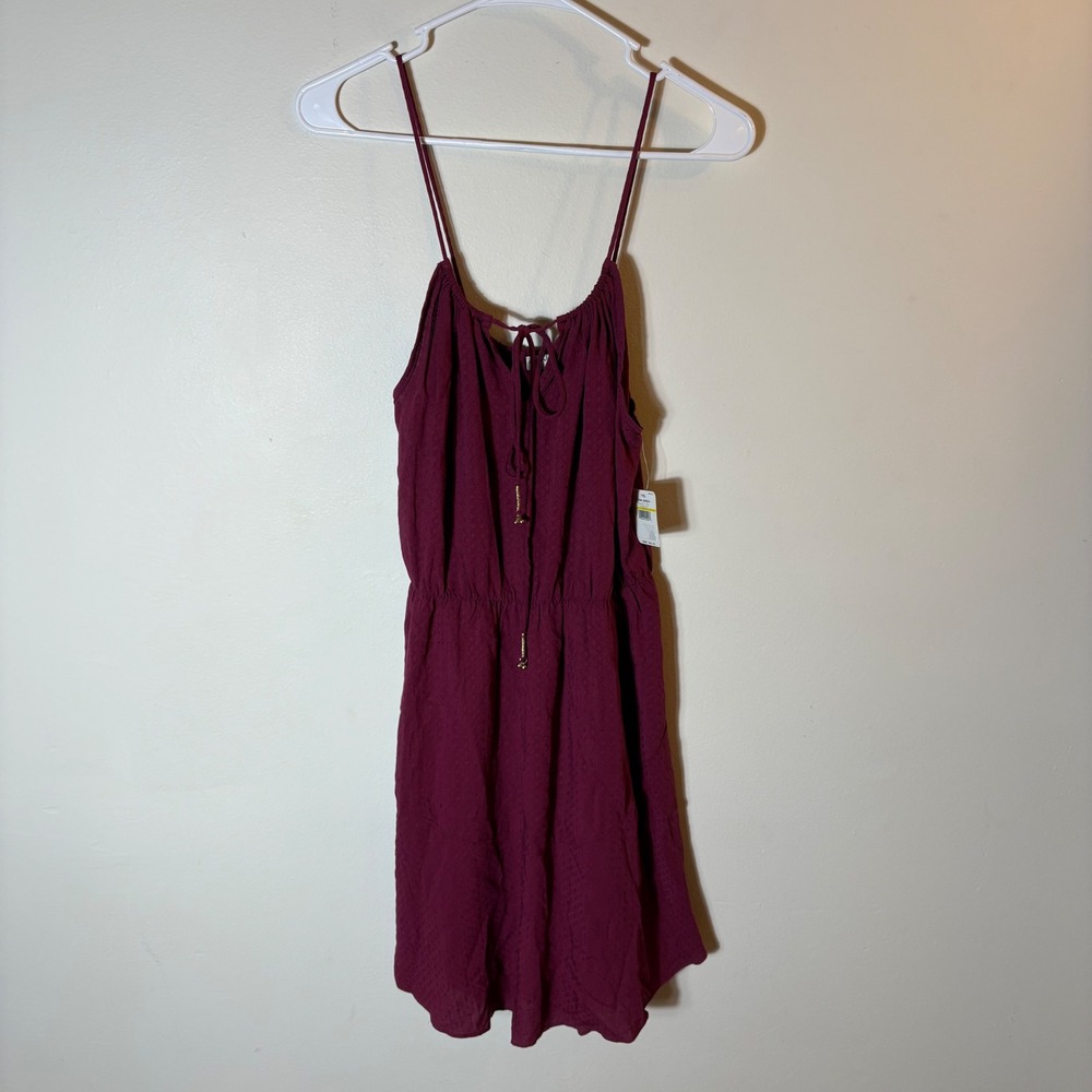 NWT Intimately Free People Burgundy Tie Front Mini Dress Size Medium‎